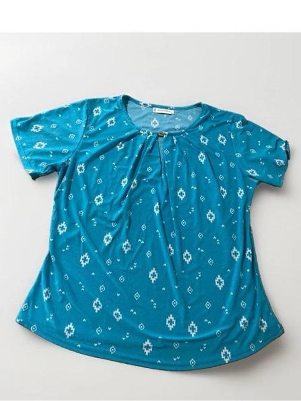 Jon & Anna Teal Short Sleeve Printed Blouse